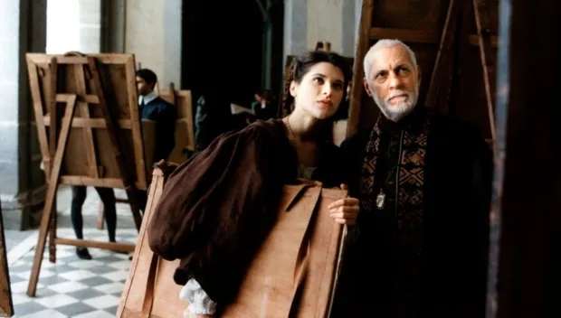 Jelenet az 1997-es Artemisia filmből, ahol a fiatal festőnő a műteremben tanul