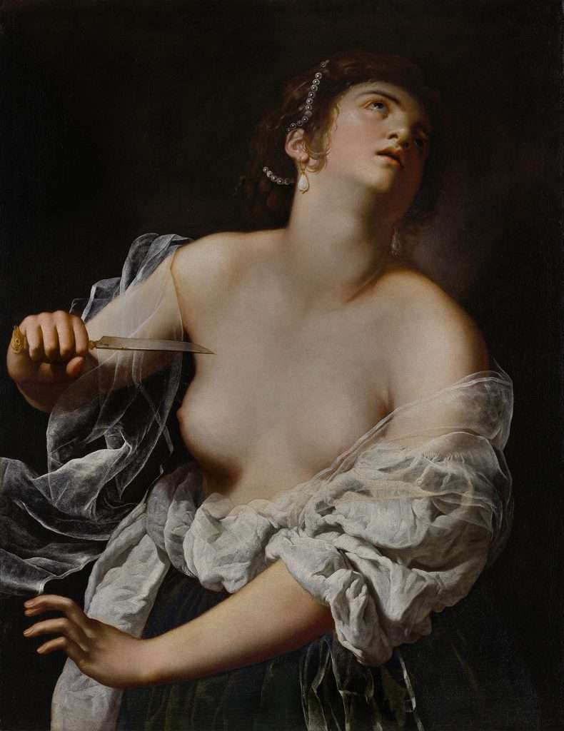 Artemisia Gentileschi Lucretia festménye a J. Paul Getty Museum gyűjteményéből, barokk drámai ábrázolás