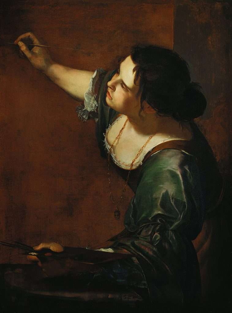 Artemisia Gentileschi önarcképe festés közben, a barokk festészet allegóriájaként